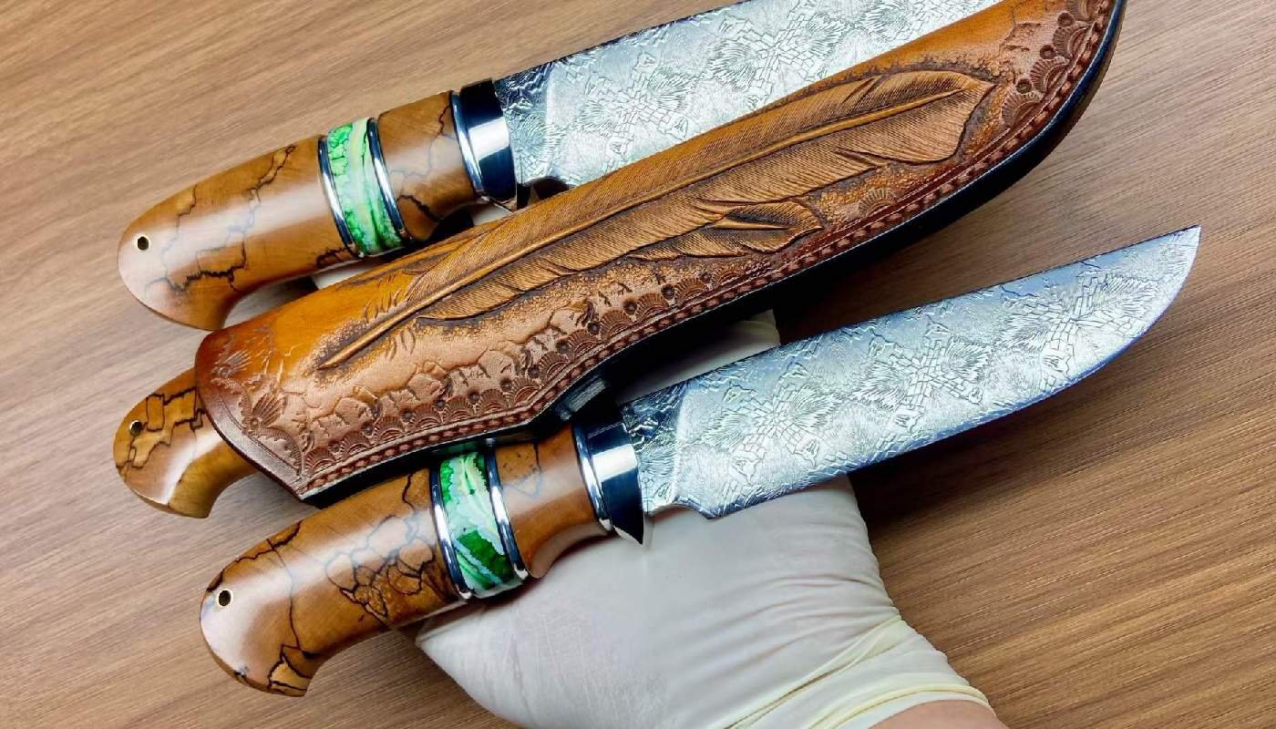 Mickey 1st Gen Damascus Steel Mammoth Bone Custom Knife
